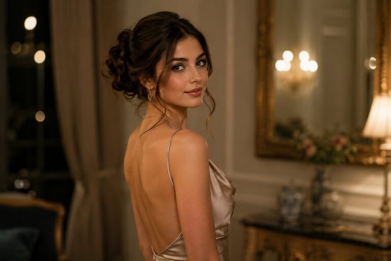 devojka u haljini sa elegantnom frizurom